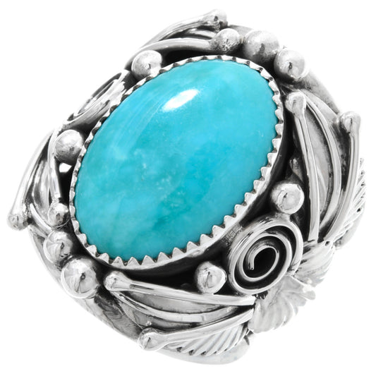 Genuine-Turquoise-Silver-Mens-Ring