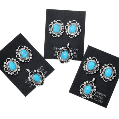 Genuine-Turquoise-Silver-Pendant-Set-post-earrings