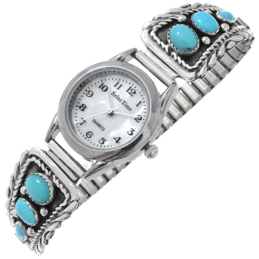 Ladies-Sterling-Silver-Turquoise-Watch-Native-American