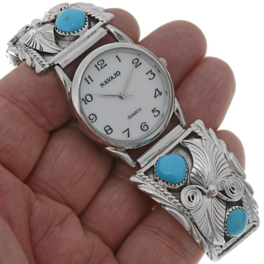 Navajo-southwestern-sterling-silver-turquoise-mens-watch