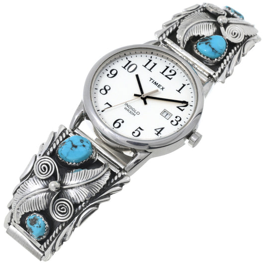 Sterling-silver-Kingman-Turquoise-Navajo-Mens-Watch