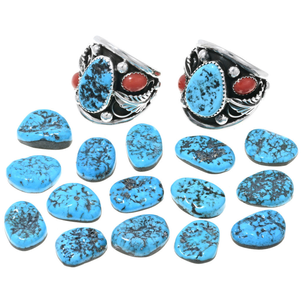 Turquoise Coral Men's Sterling Silver Ring