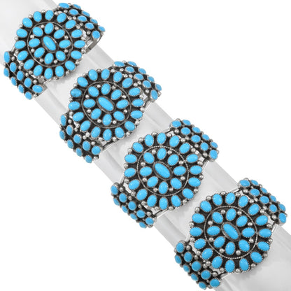 Turquoise Petit Point Bracelet Sterling Silver Cuff