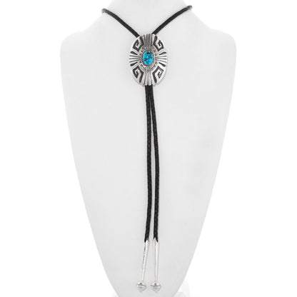 handcrafted-navajo-silver-bolo-tie-turquoise-traditional-pattern-sterling-tips-leather