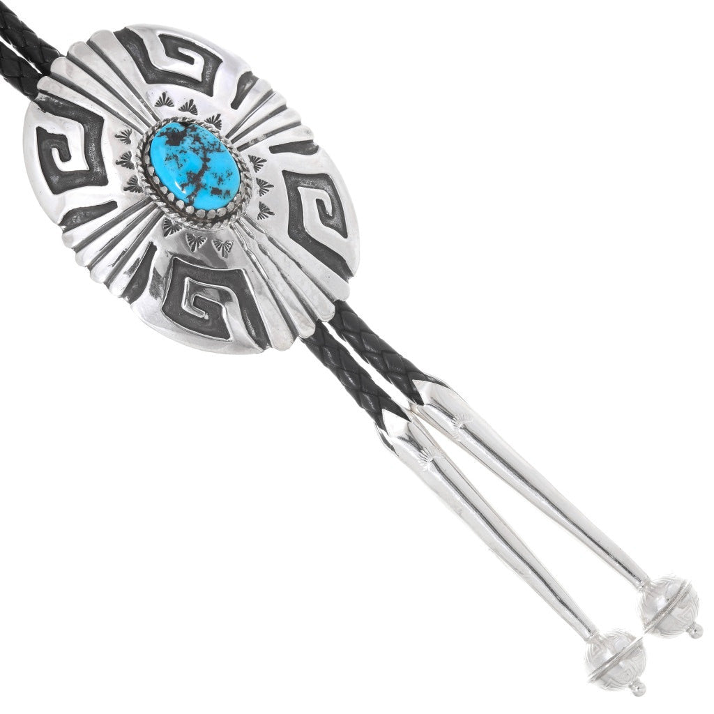 handcrafted-navajo-silver-bolo-tie-turquoise-traditional-pattern-sterling-tips