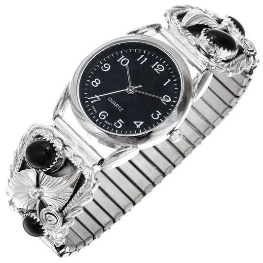 mens-onyx-sterling-silver-navajo-watch