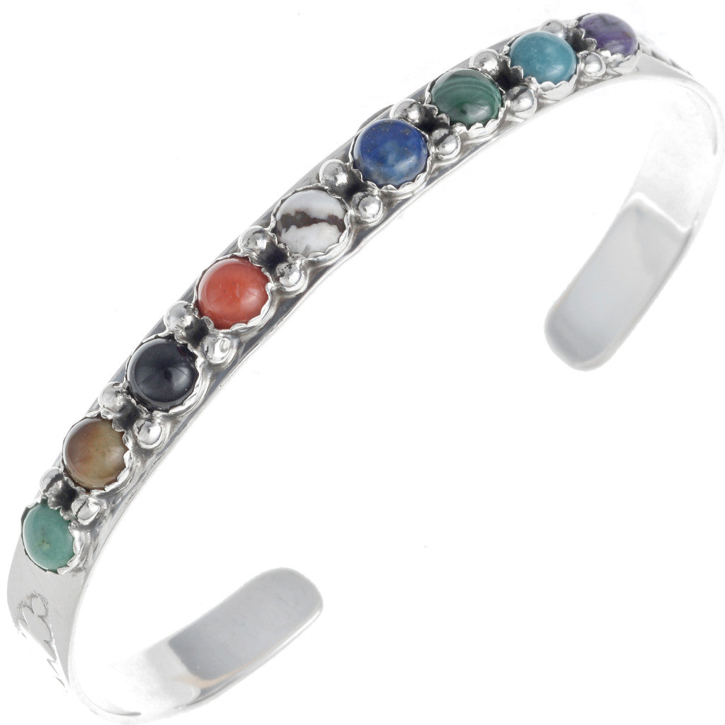 navajo-mixed-gemstone-cuff-colorful-southwestern-sterling-silver-bracelet