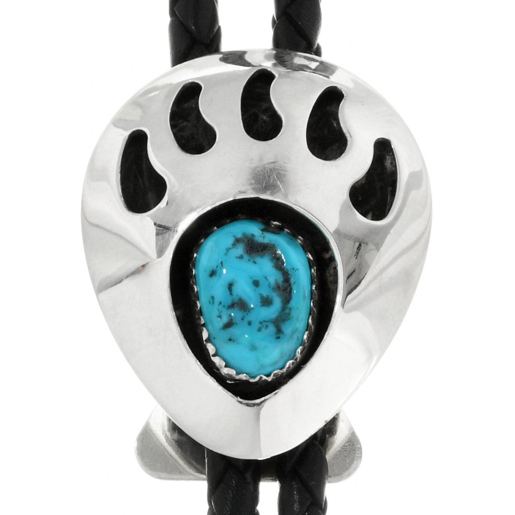 navajo-silver-turquoise-bear-paw-bolo-tie