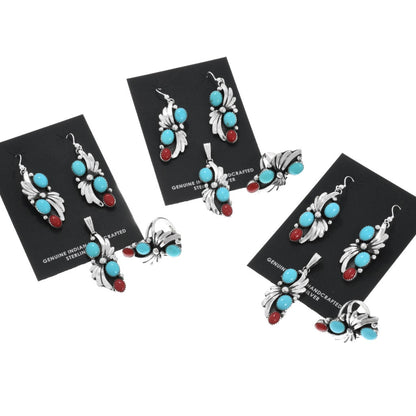 sterling-silver-genuine-turquoise-coral-rings-earrings