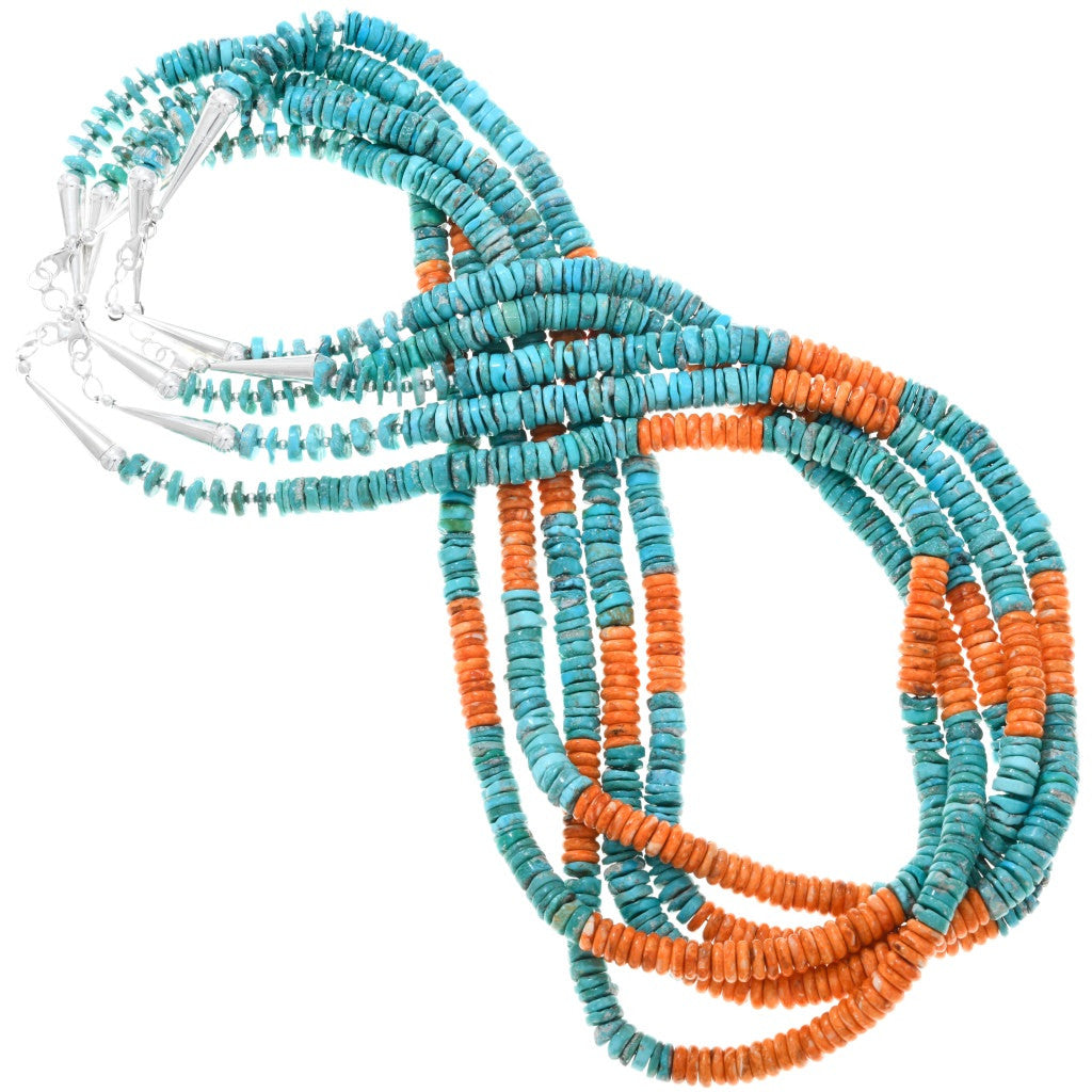 turquoise-spiny-oyster-heishi-necklace-group