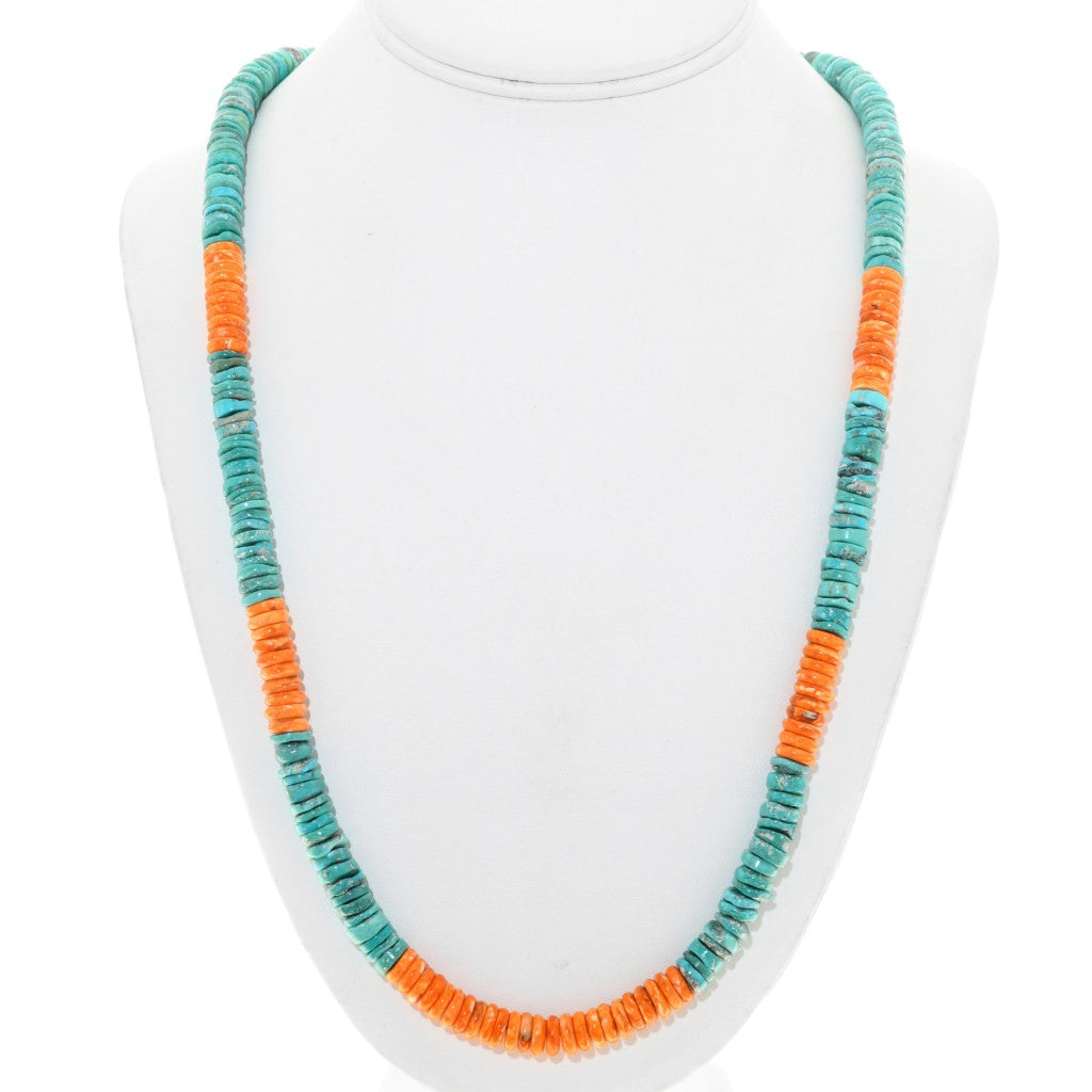 turquoise-spiny-oyster-heishi-necklace